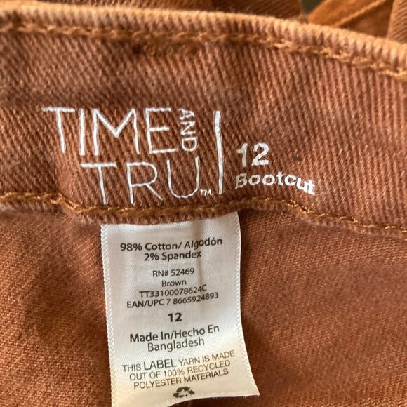 Womens Time And Tru Bootcut Jeans Rust Brown Orange 12 Cotton Spandex - Picture 4 of 5